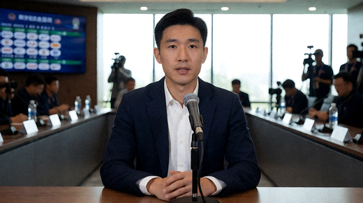 体育新闻发布现场记者采访报道的画面